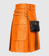 Orange Leather Kilt Right Side