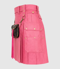 Pink Leather Kilt Left Side