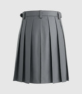 Plain Grey Leather Kilt Back