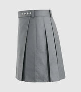Plain Grey Leather Kilt Left Side