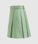 Plain Light Green Leather Kilt Left Side