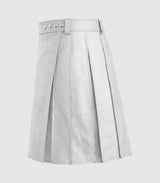 Plain Light Grey Leather Left Side