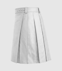 Plain Light Grey Leather Left Side