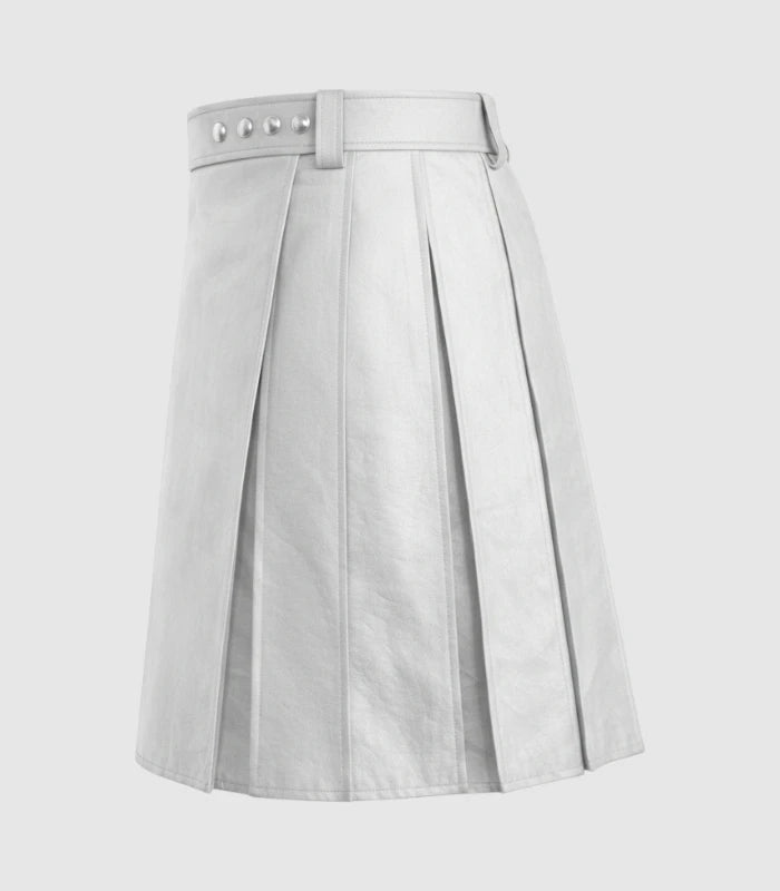 Plain Light Grey Leather Left Side