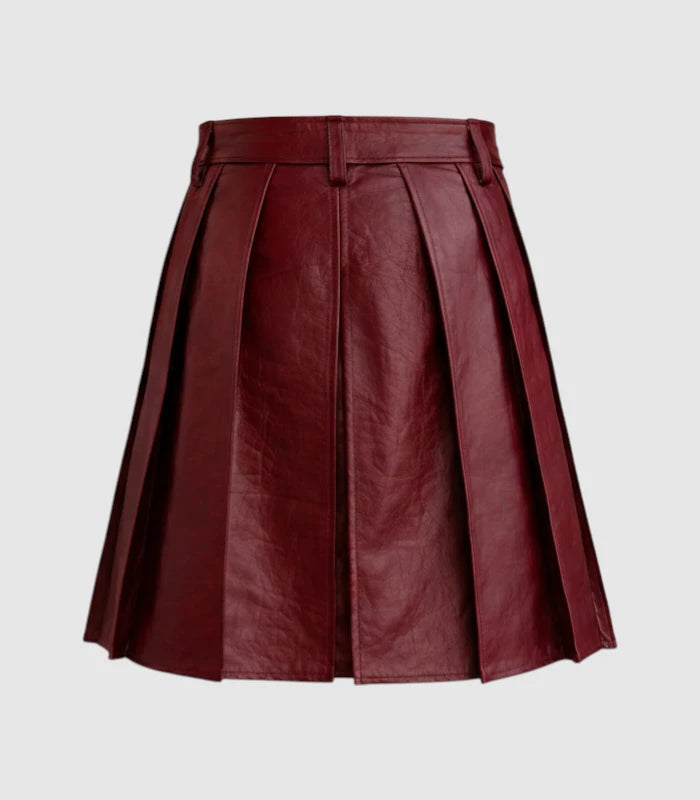 Plain Maroon Leather Kilt Back