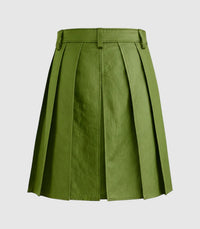 Plain Olive Green Leather Kilt Back