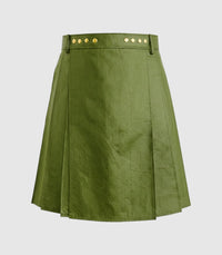 Plain Olive Green Leather Kilt Front