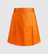 Plain Orange Leather Kilt Front