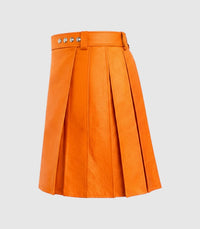 Plain Orange Leather Kilt Left Side 