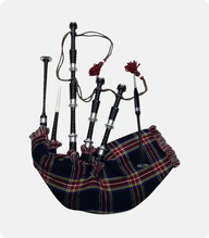 Premium Quality Scottish Black Stewart Tartan Bagpipe