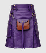 Purple Leather Kilt Front