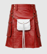 Red Leather Kilt Front 