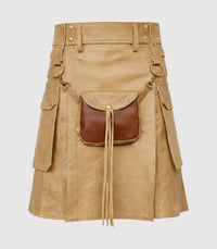 Tan Leather Kilt Front