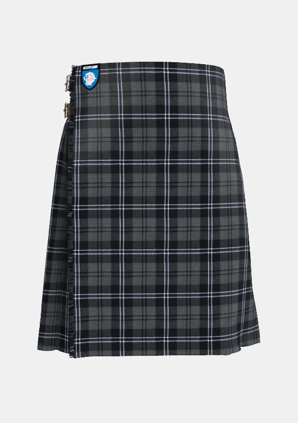 Traditional_417_Hamilton_Grey_Tartan_kilt_front_image_with_pleated_design_and_adjustable_buckles_for_men