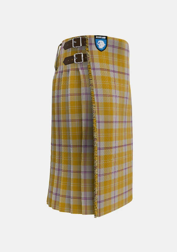 Traditional_Ailsa_Gold_Tartan_kilt_right_image_with_pleated_design_and_adjustable_buckles_for_men