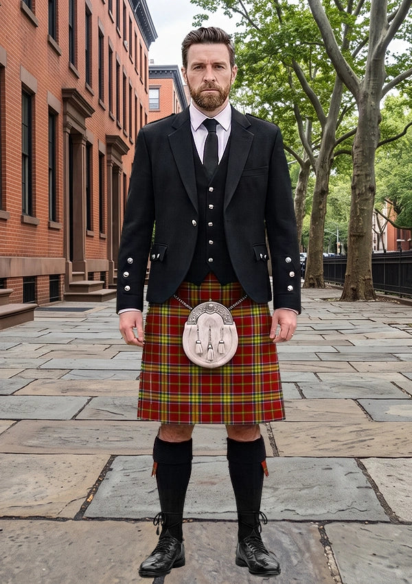 Traditional_Antrim_County_Crest_Range_Tartan_Kilt_and_Argyle_Jacket_Kilt_Outfit_front_image