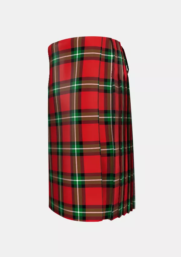 Traditional_Bacon_Red_Tartan_kilt_left_image_with_pleated_design_and_adjustable_buckles_for_men