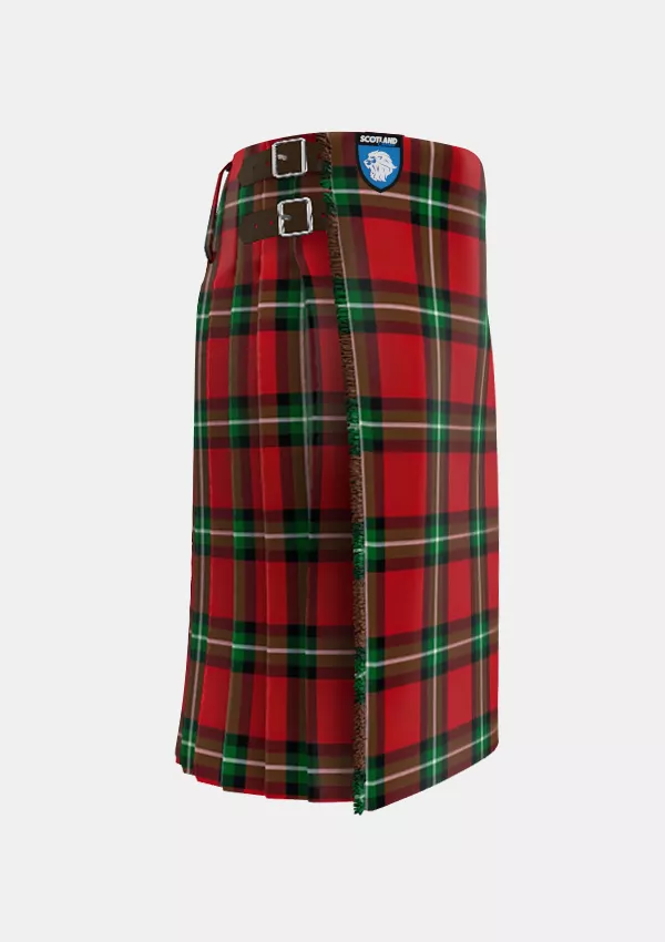 Traditional_Bacon_Red_Tartan_kilt_right_image_with_pleated_design_and_adjustable_buckles_for_men