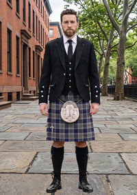 Traditional_Bannockbane_Silver_Tartan_595_Kilt_and_Argyle_Jacket_Kilt_Outfit_front_image