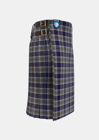 Traditional_Bannockbane_Silver_Tartan_kilt_595_right_image_with_pleated_design_and_adjustable_buckles_for_men