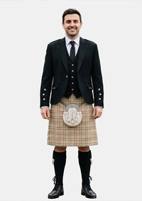 Traditional_Beige_tartan_Kilt_and_Argyle_Jacket_Kilt_Outfits_front_image