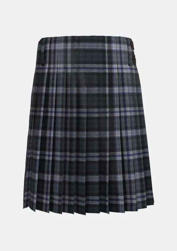 Traditional_Black_Scottish_National_Tartan_kilt_back_image_with_pleated_design_and_adjustable_buckles_for_men