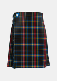 Traditional_Black_Stewart_tartan_front_image_with_pleated_design_and_adjustable_buckles_for_men