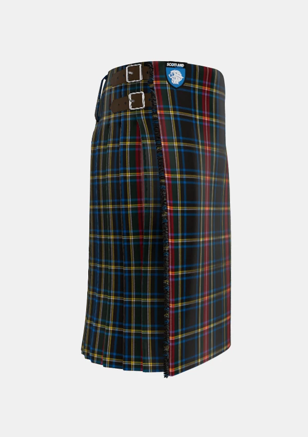 Traditional_Black_Stewart_tartan_right_image_with_pleated_design_and_adjustable_buckles_for_men