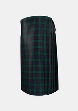 Traditional_Black_Watch_Tartan_kilt_left_image_with_pleated_design_and_adjustable_buckles_for_men