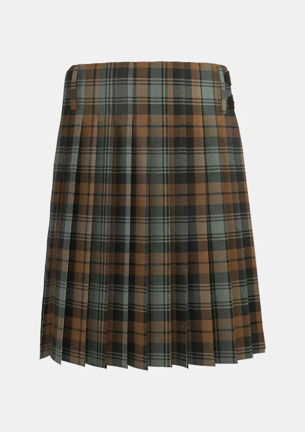 Traditional_Black_Watch_Weathered_Tartan_kilt_back_image_with_pleated_design_and_adjustable_buckles_for_men