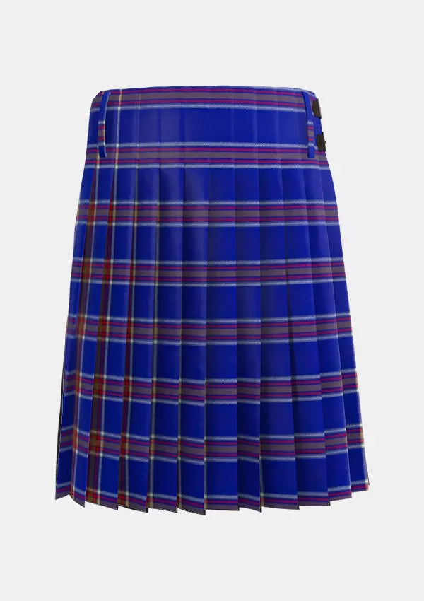 Traditional_Blue_Rust_Tartan_kilt_back_image_with_pleated_design_and_adjustable_buckles_for_men