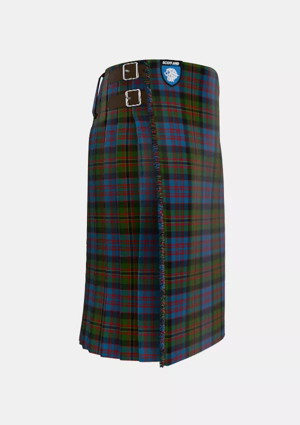Traditional_Bowie_Black_Tartan_3716_kilt_right_image_with_pleated_design_and_adjustable_buckles_for_men