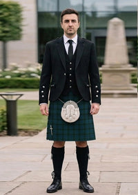 Traditional_Brennan_B_Tartan_14079_Kilt_and_Argyle_Jacket_Kilt_Outfit_front_image