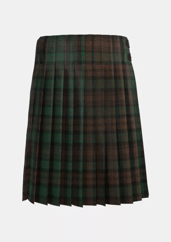 Traditional_Brown_Watch_Tartan_kilt_back_image_with_pleated_design_and_adjustable_buckles_for_men