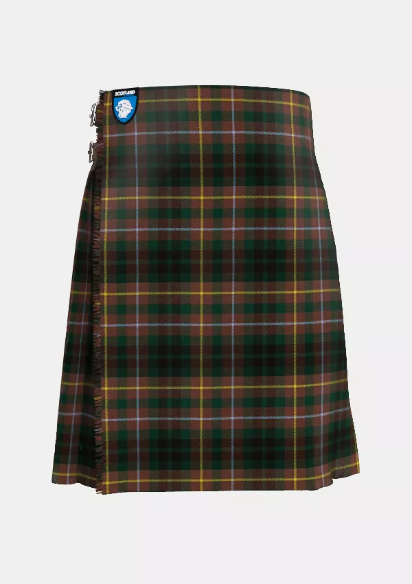 Traditional_Buchanan_Hunting_Modern_Tartan_kilt_front_image_with_pleated_design_and_adjustable_buckles_for_men