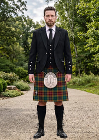 Traditional_Buchanan_Muted_Tartan_Kilt_and_Argyle_Jacket_Kilt_Outfit_front_image
