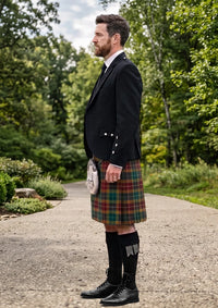 Traditional_Buchanan_Muted_Tartan_Kilt_and_Argyle_Jacket_Kilt_Outfit_left_image