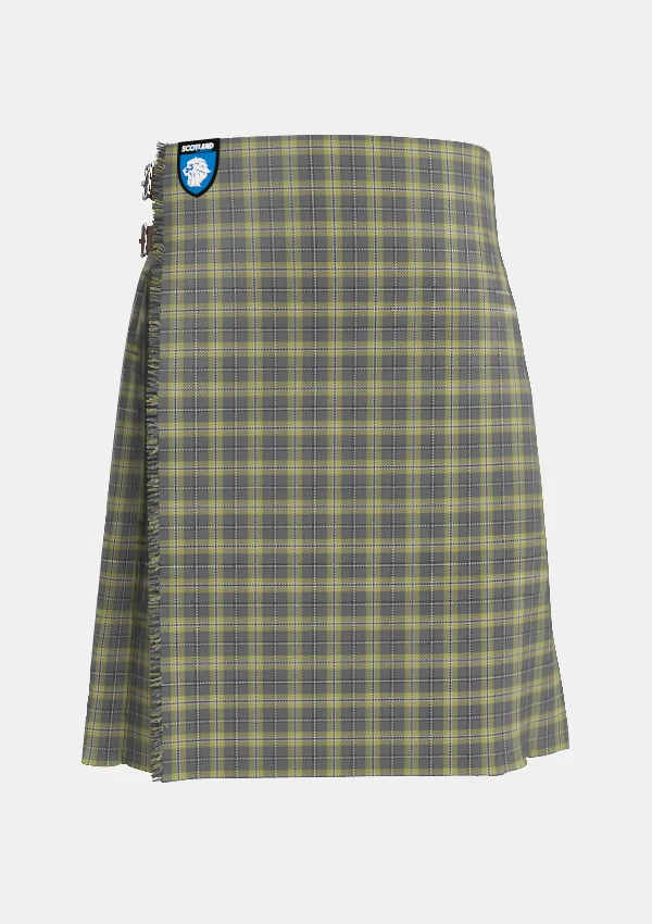 Traditional_Cairngorm_Tartan_kilt_1314_front_image_with_pleated_design_and_adjustable_buckles_for_men