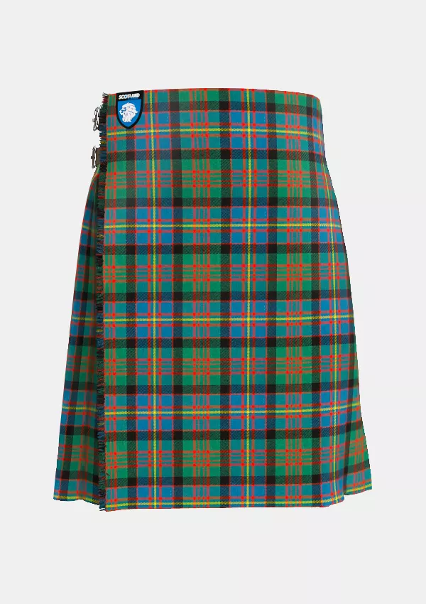 Traditional_Cameron_of_Erracht_Ancient_Tartan_kilt_front_image_with_pleated_design_and_adjustable_buckles_for_men