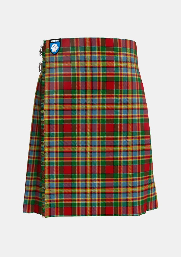 Traditional_Chattan_Chief_of_Clan_Tartan_1852_kilt_front_image_with_pleated_design_and_adjustable_buckles_for_men