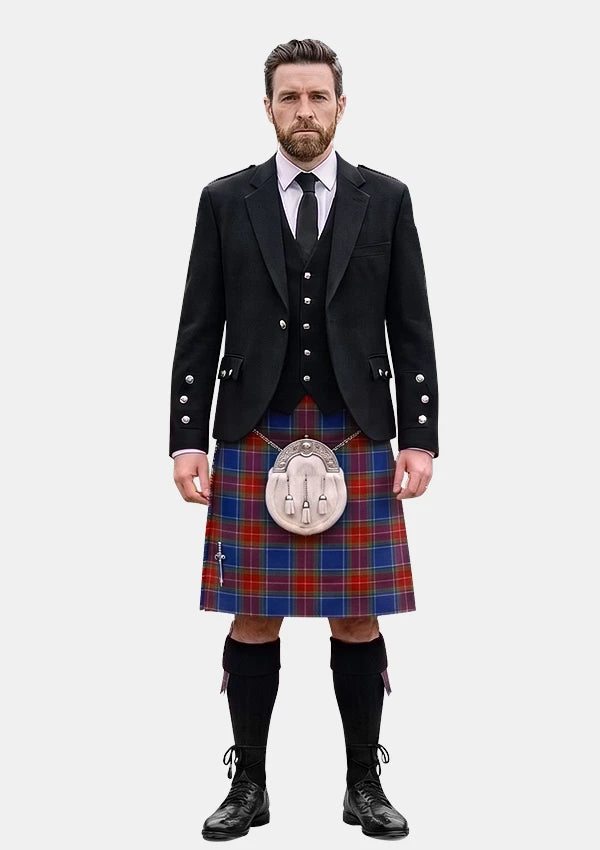Traditional_Chinese_Scottish_Tartan_6807_Kilt_and_Argyle_Jacket_Kilt_Outfits_front_image