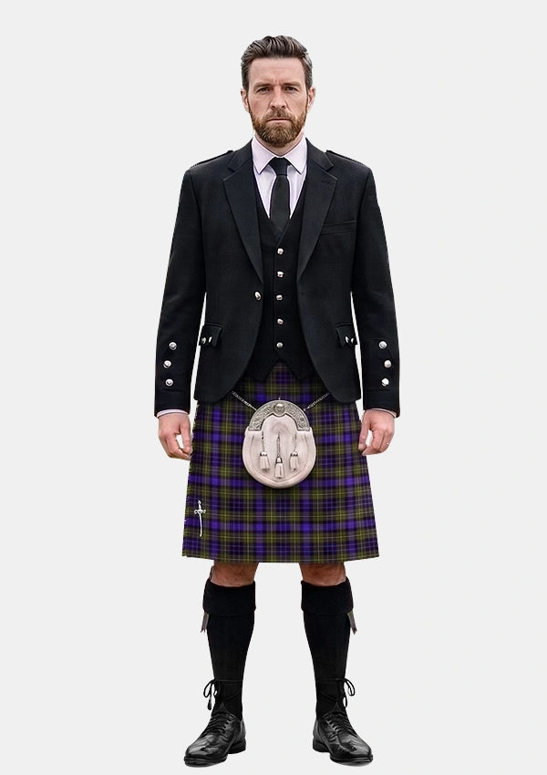 Traditional_Clan_MacLellan_Tartan_Kilt_and_Argyle_Jacket_Kilt_Outfits_front_image