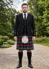 Traditional_Clan_Sutherland_Tartan_Kilt_and_Argyle_Jacket_Kilt_Outfit_front_image