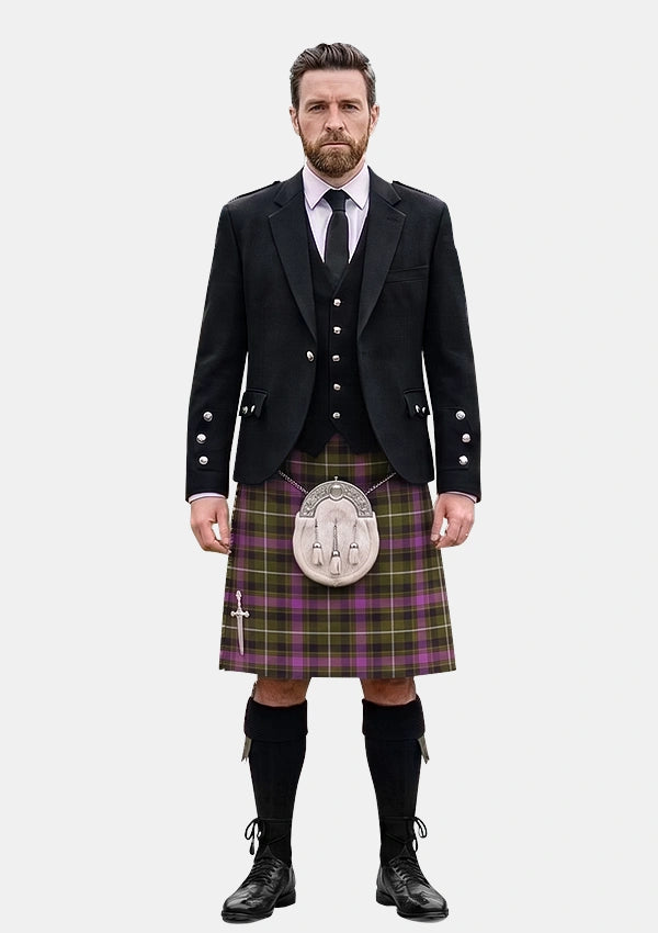 Traditional_Coffield_Limesand_Tartan_Kilt_and_Argyle_Jacket_Kilt_Outfits_front_image