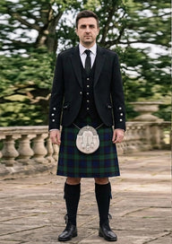 Traditional_Cunningham_Hunting_Tartan_1972_Kilt_and_Argyle_Jacket_Kilt_Outfit_front_image