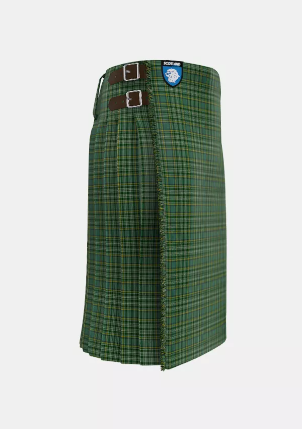 Traditional_Currie_of_Balilone_Tartan_778_kilt_right_image_with_pleated_design_and_adjustable_buckles_for_men