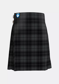 Traditional_Dark_Grey_Highlander_Tartan_kilt_front_image_with_pleated_design_and_adjustable_buckles_for_men
