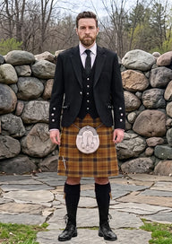 Traditional_Digital_Gold_Tartan_12206_Kilt_and_Argyle_Jacket_Kilt_Outfit_front_image