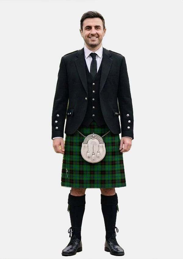 Traditional_Douglas_Black_Tartan_1029_Kilt_and_Argyle_Jacket_Kilt_Outfits_front_image