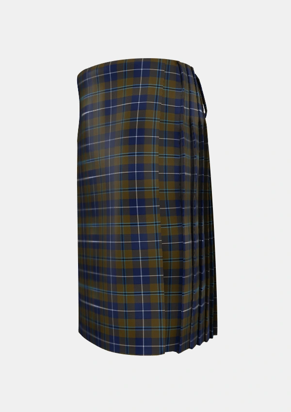 Traditional_Douglas_Brown_Tartan_2523_kilt_left_image_with_pleated_design_and_adjustable_buckles_for_men